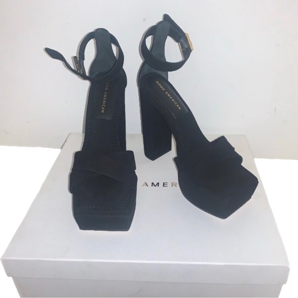 GOOD AMERICAN Suede Platform Sandals Size 8 - Picture 3 of 4